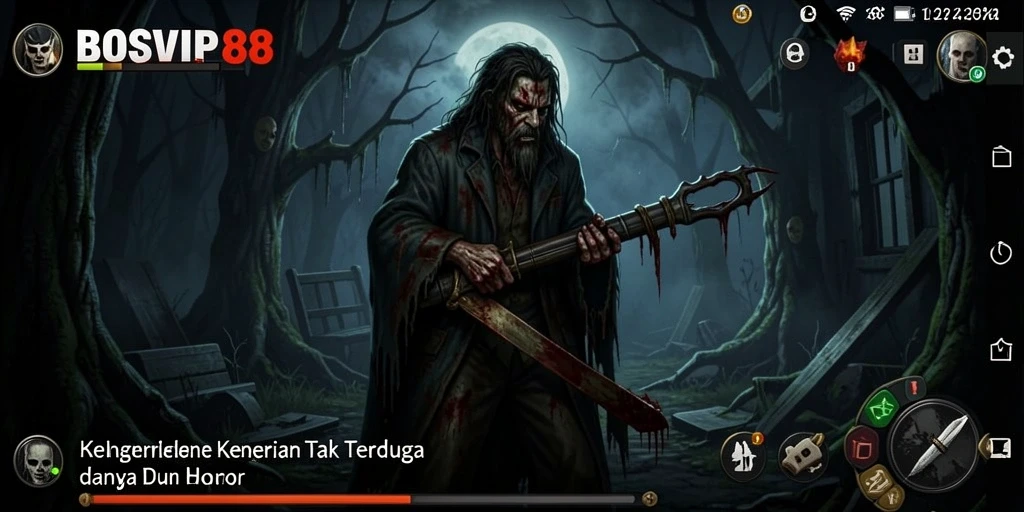 Screenshot menampilkan gameplay BOSVIP88 dengan atmosfer menyeramkan.