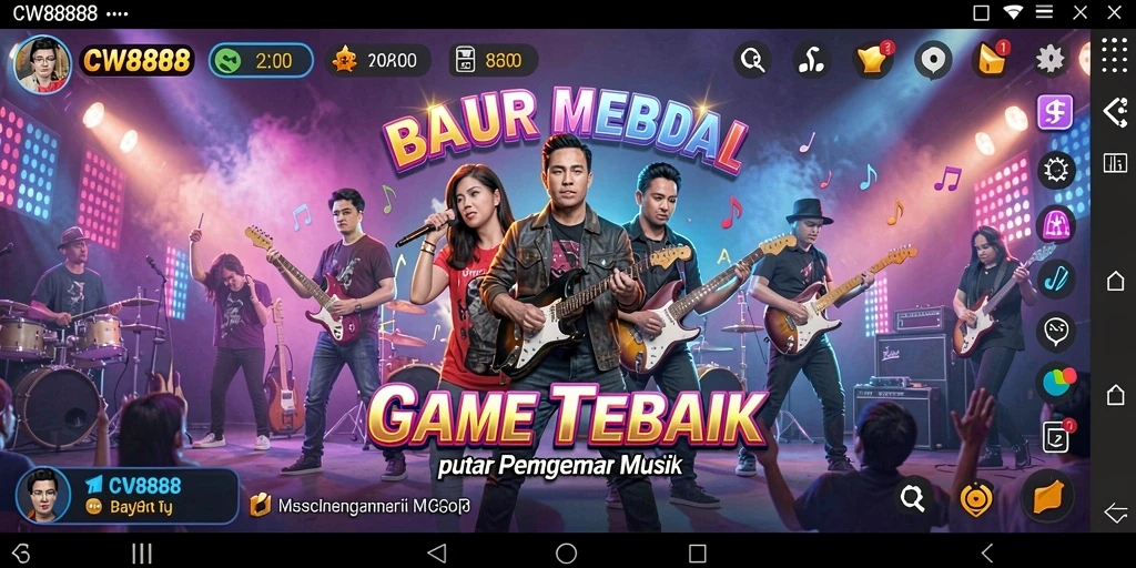 Tampilan gameplay CW8888 dengan tantangan musik yang seru.