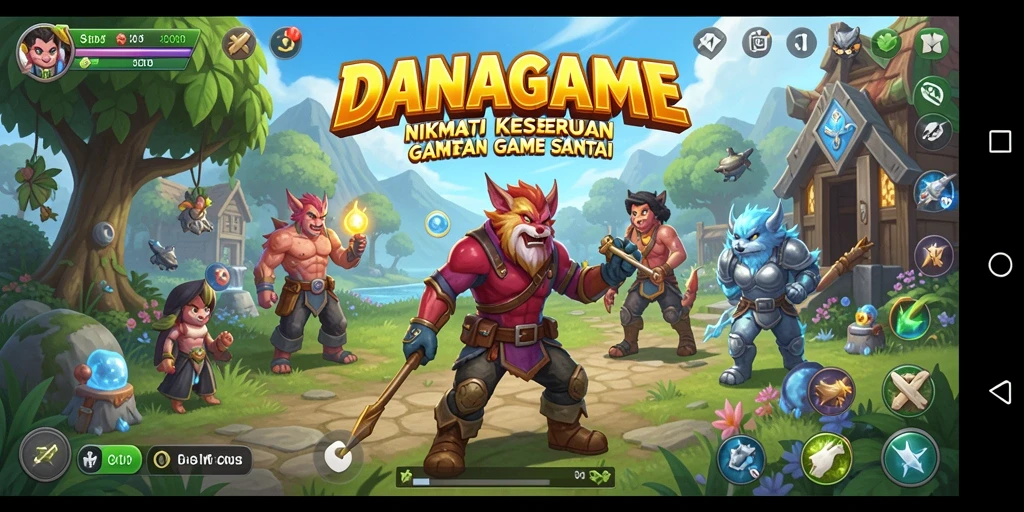 Screenshot utama DANAGAME menampilkan gameplay yang seru dan berwarna.
