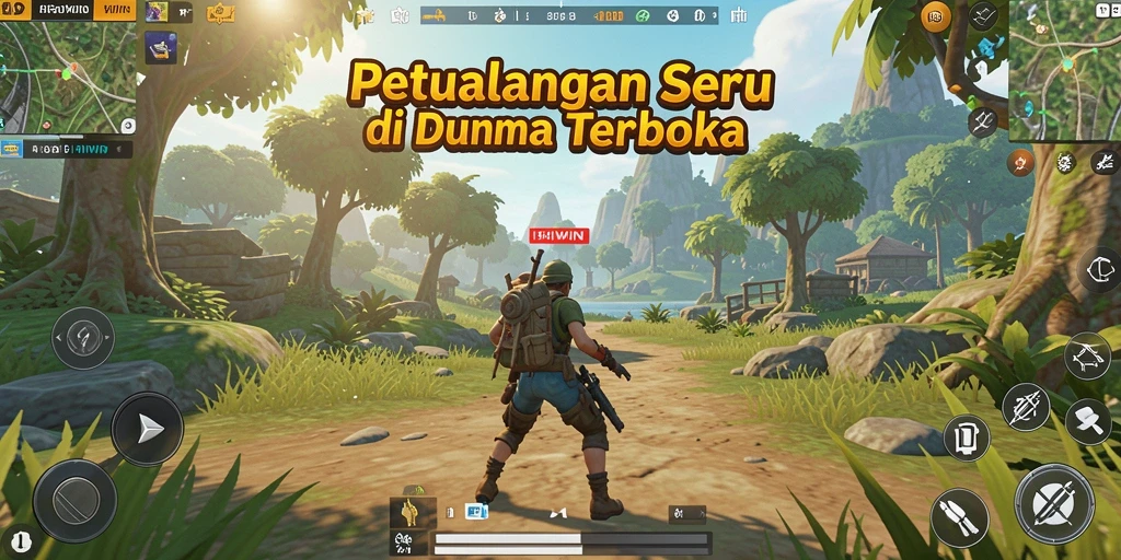 Tampilan gameplay HIWIN yang menakjubkan di dunia terbuka.