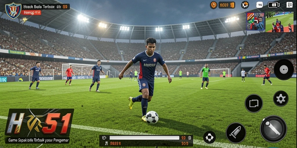 Tangkapan layar HOT51 menampilkan aksi seru di lapangan sepak bola.