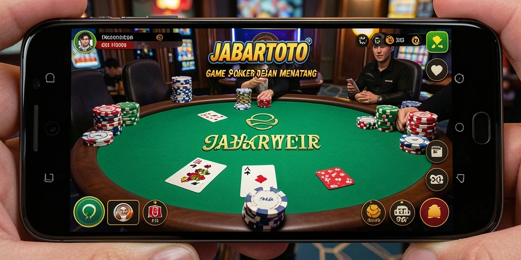 Tampilan gameplay JABARTOTO yang menampilkan momen intens permainan poker.