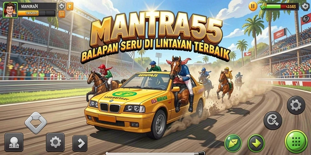 Gameplay Racing seru dengan mobil balap yang cepat.