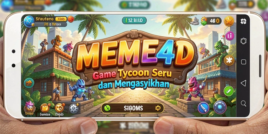 Tampilan gameplay <strong>MEME4D</strong> yang seru dengan elemen Tycoon.