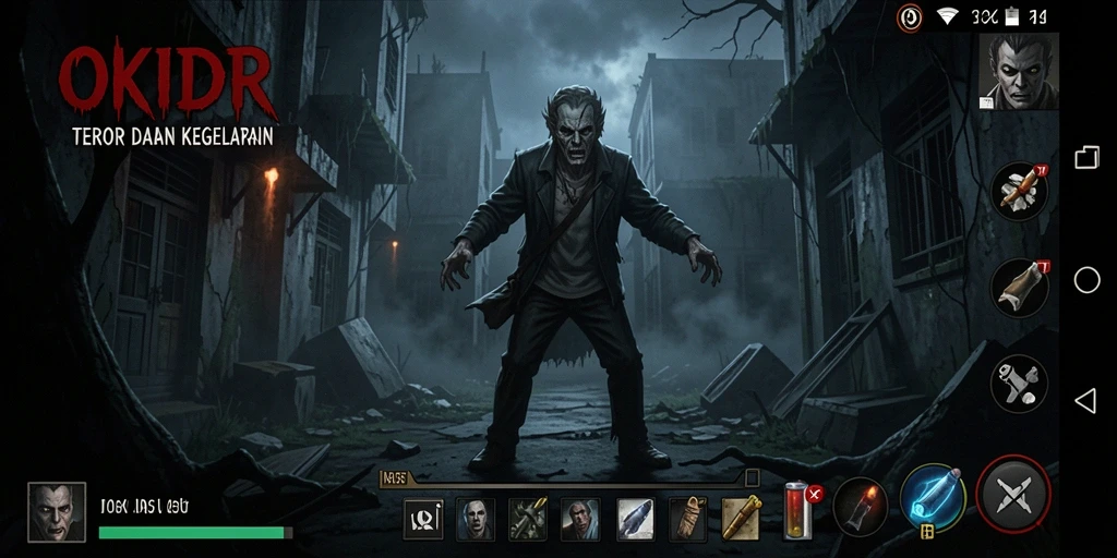 Tampilan gameplay seram dari OKIDR yang penuh ketegangan.