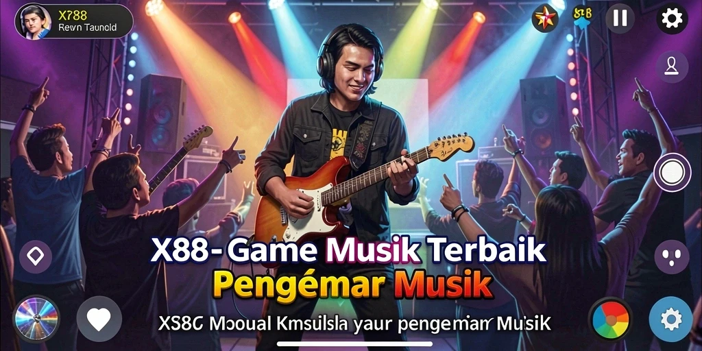 Tampilan menarik dari gameplay X88 menampilkan pengguna berinteraksi dengan musik.